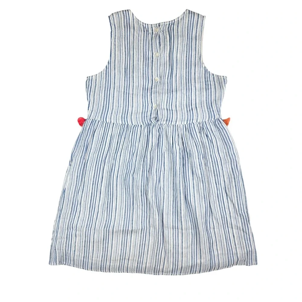 THML Blue White Pin‎ Striped Orange Waist Tassled Mini Dress Women's Size M